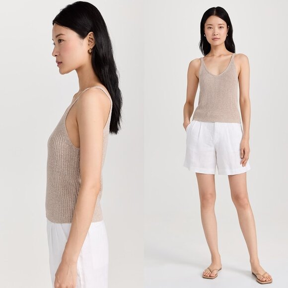 Alex Mill NEW Billie Sweater V Neck Casual Tank in Tan Oatmeal Size M - Picture 3 of 11
